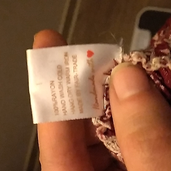 Handmade Bangkok Pants OS Red and White Elephant Bohemian Style Skirt - Picture 3 of 4